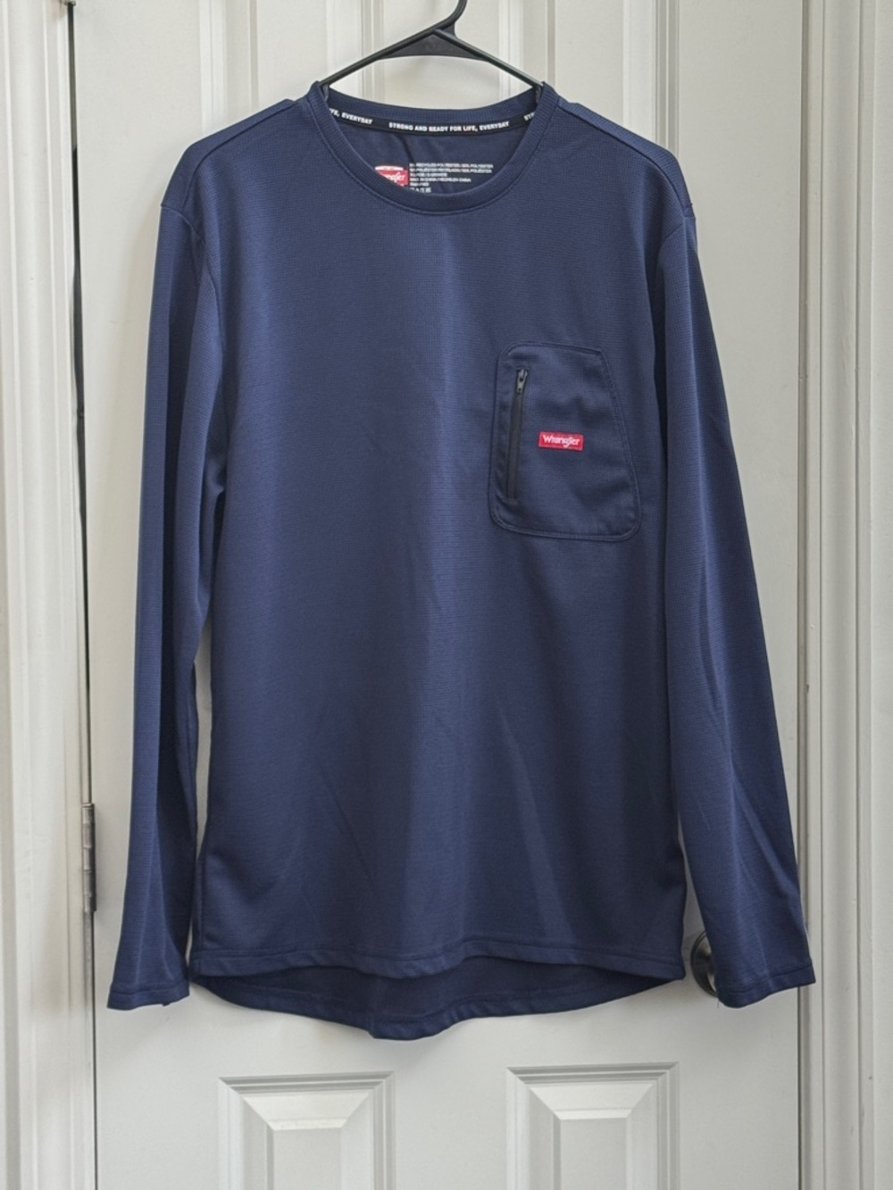 Wrangler Navy Long Sleeve Performance Pocket Shirt